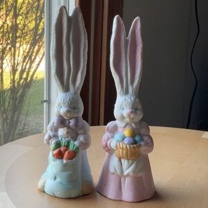 EASTER BELLS Pair of Pastel Bunny BELLS- Pink & Light Blue